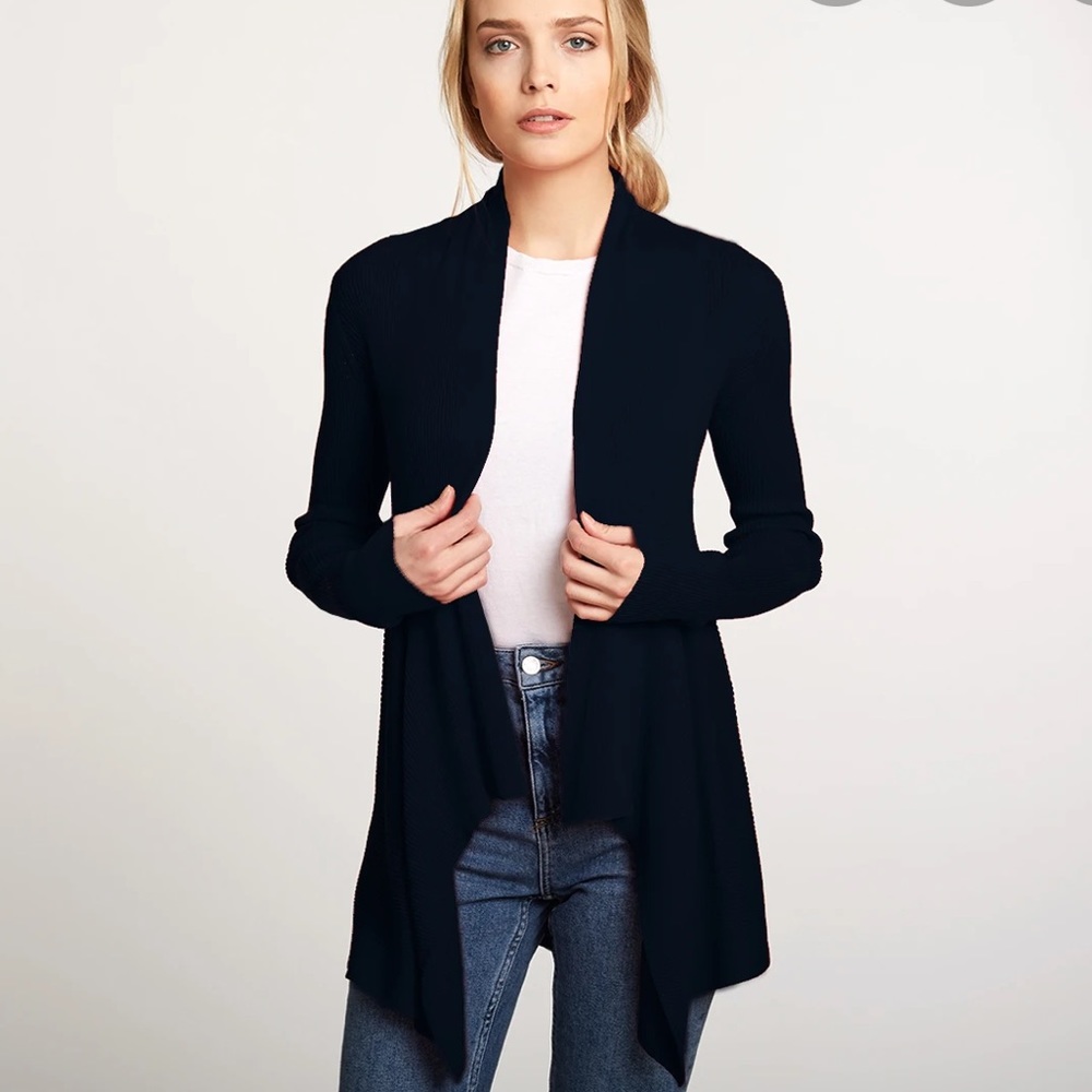 Loft size XS Navy draped open front cardigan